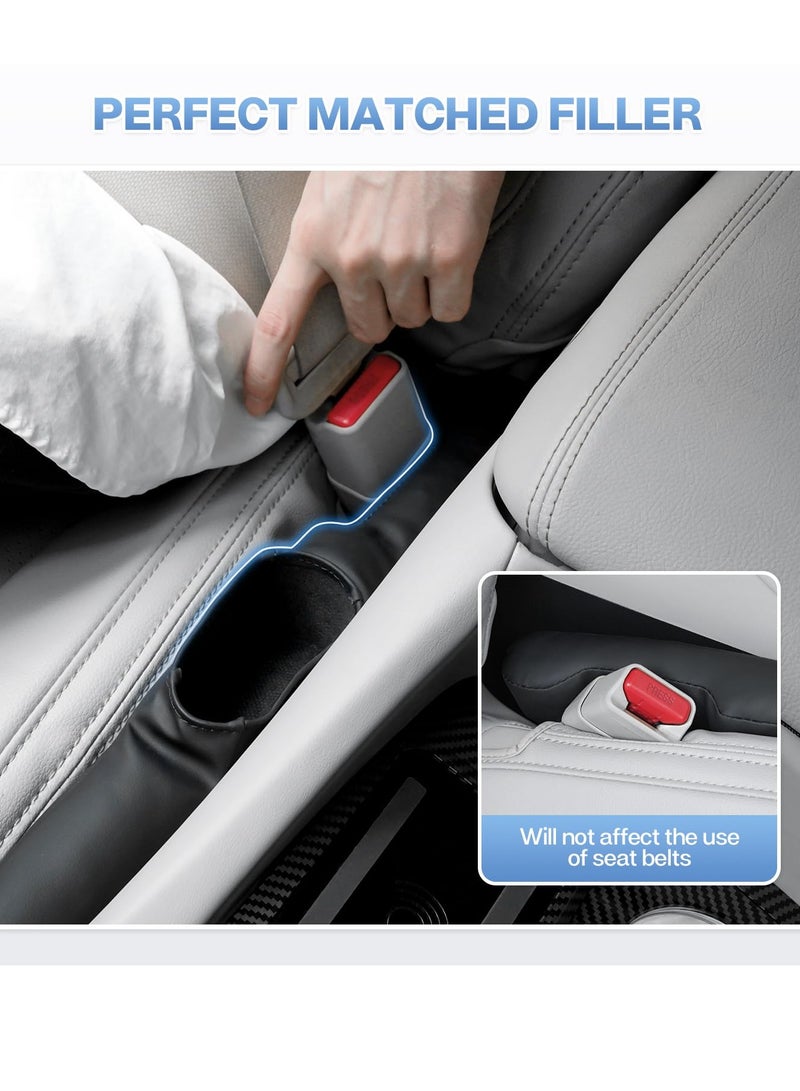 SYOSI 2Pcs Car Seat Gap Filler Upgraded Seat Gap Filler Organizer Prevent Things from Dropping Extra Storage Box Universal Fit Durable Material No Peculiar Smell for Car SUV Truck and Van Black - Image 3