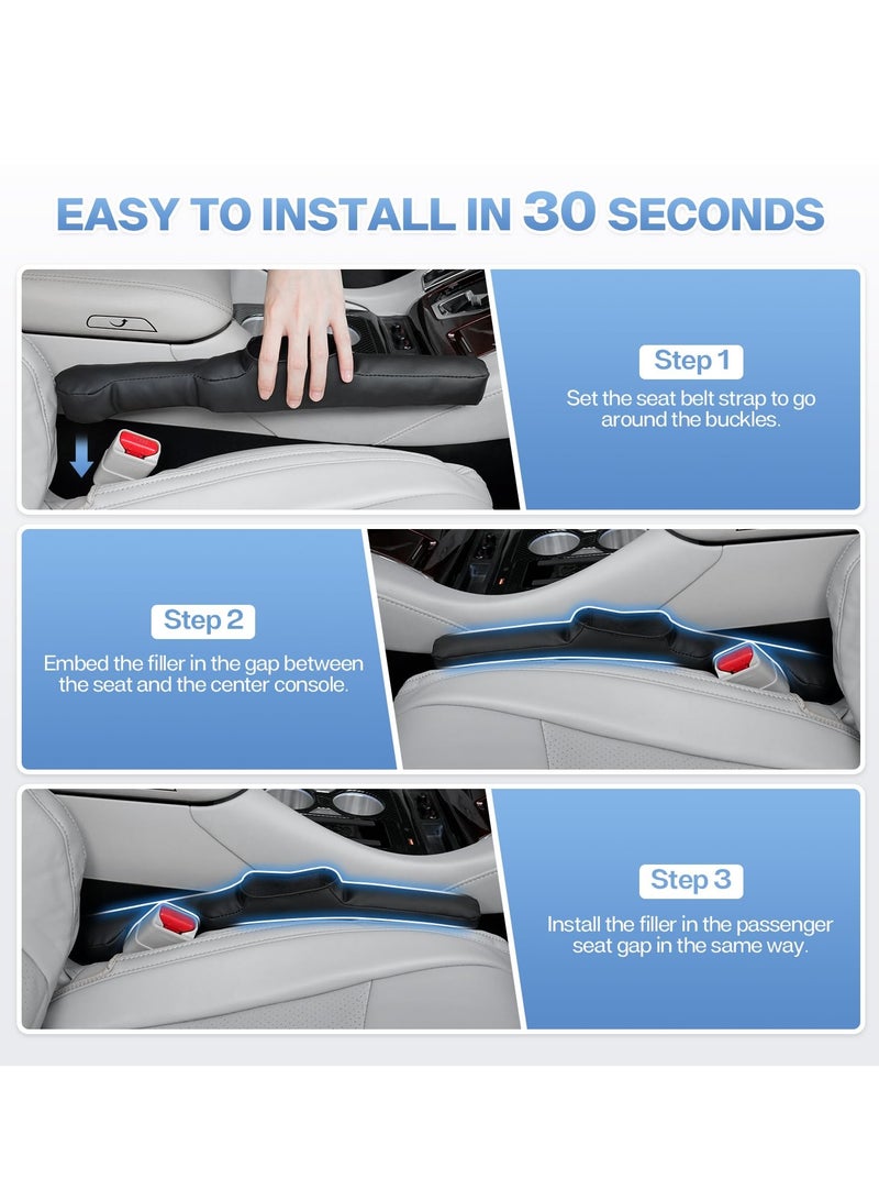 SYOSI 2Pcs Car Seat Gap Filler Upgraded Seat Gap Filler Organizer Prevent Things from Dropping Extra Storage Box Universal Fit Durable Material No Peculiar Smell for Car SUV Truck and Van Black - Image 4