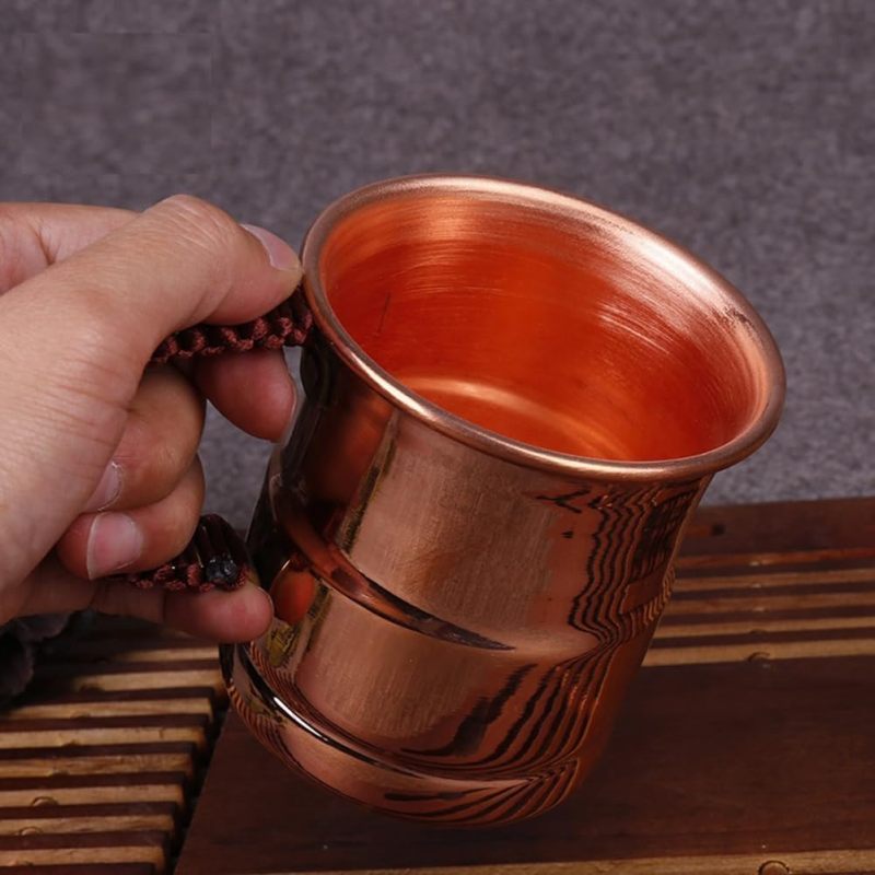 Thickened Copper Mug 400 ML Food-safe Solid Copper - Durable Engraved Handle Moscow Style Cup for Home Outdoor Daily Cold Beverage Use - Image 3