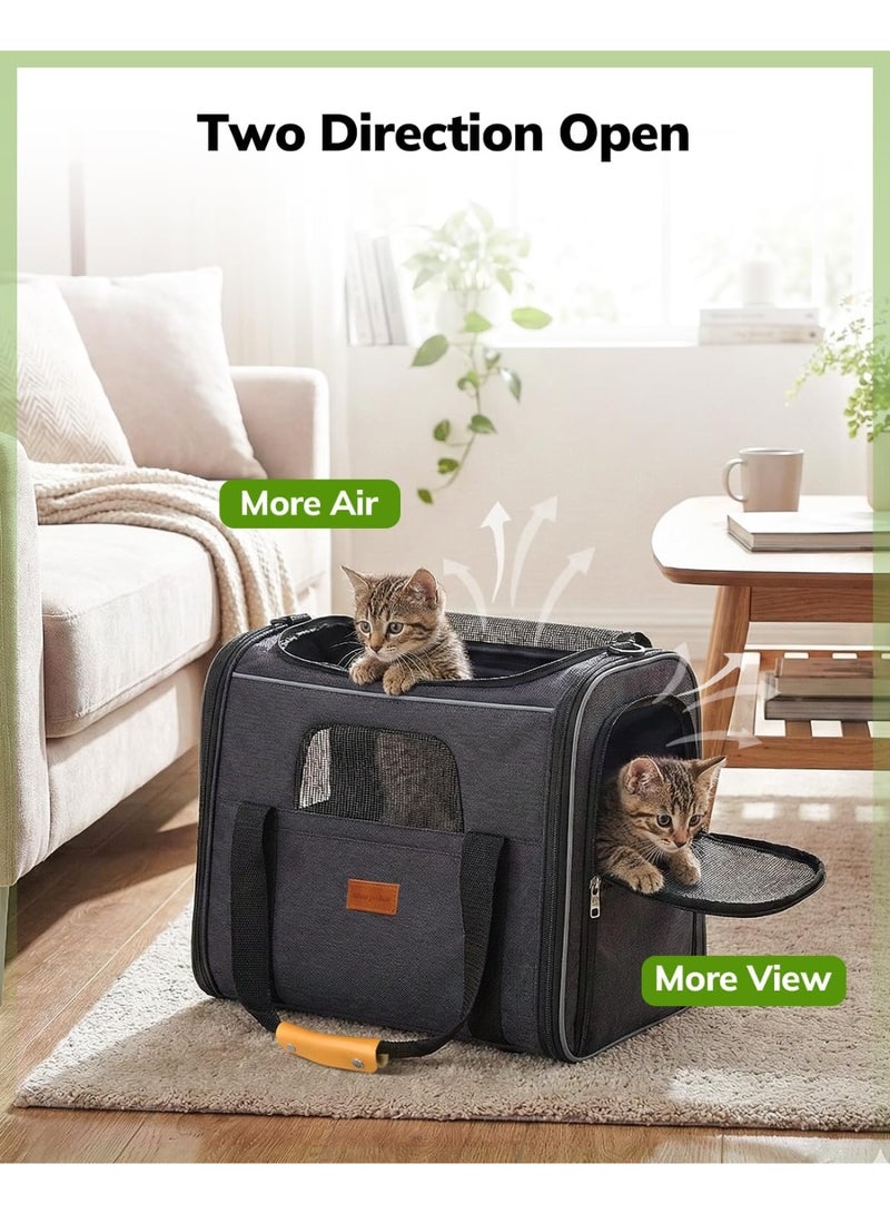Arabest Pet Carrier for Large Cats, Puppies & Small Dogs Up to 25lbs, Escape-Proof with Locking Zippers, Dual-Sided Cushion, Safety Buckle for Car & Vet Travel, Includes Foldable Bowl (Dark Gray) - Image 5