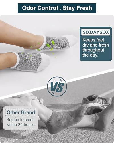 SIXDAYSOX Socks for Men No Show 8 Pairs Size 9-11 White Mesh Knit Low Cut Ankle Socks with Non Slip Grid for Flat Loafer Sneakers - Image 5
