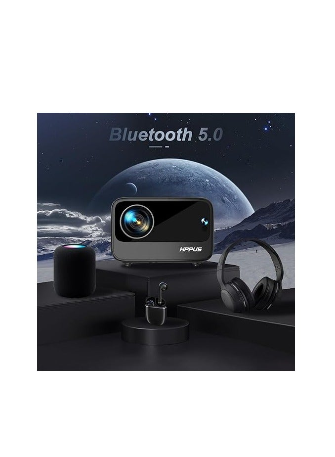【Android TV】 HIPPUS Projector 4K WiFi6 Bluetooth FHD 1080P Native 500ANSI, Electric Focus Projector Home Cinema for iOS/Android/TV Stick, USB AV HDMI  - Image 2