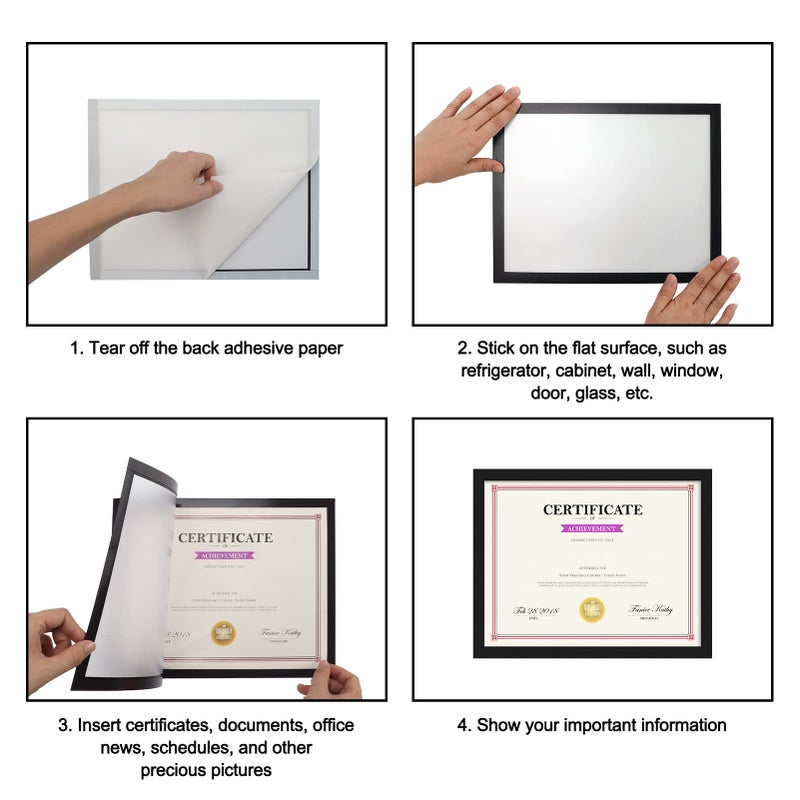 Hoikwo 30 Packs 8.5x11 Black Adhesive Magnetic Frames for Letter Document Holder for Refrigerator Glass Door - Image 3