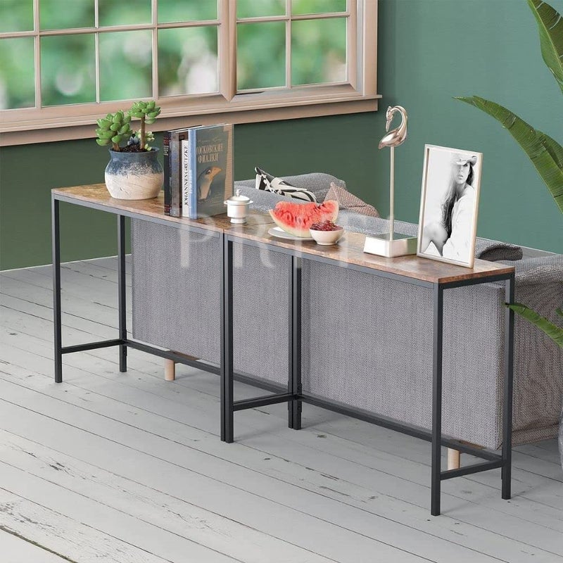 Priti Console Sofa Table Industrial Hallway Tables for Entryway Corridor Living Room Bedroom Rustic Brown Wood Finish Metal FrameEasy to Assemble - Image 4