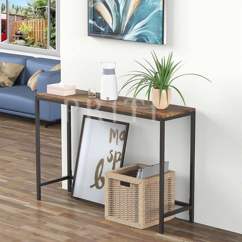 Priti Console Sofa Table Industrial Hallway Tables for Entryway Corridor Living Room Bedroom Rustic Brown Wood Finish Metal FrameEasy to Assemble - Image 5