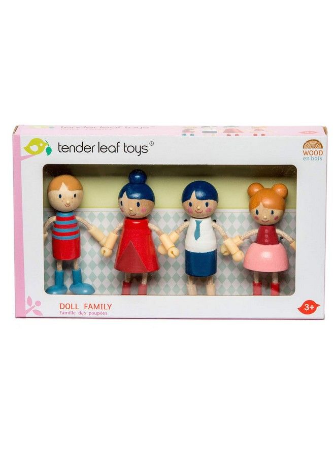 Tender Leaf Toys Doll Family Cute Wooden Doll Family For Happy Kid Dollhouse, Ergonomic Flexible Arms Design Fourpiece Of Mum, Dad, Little Boy And Little Girl. - Image 4