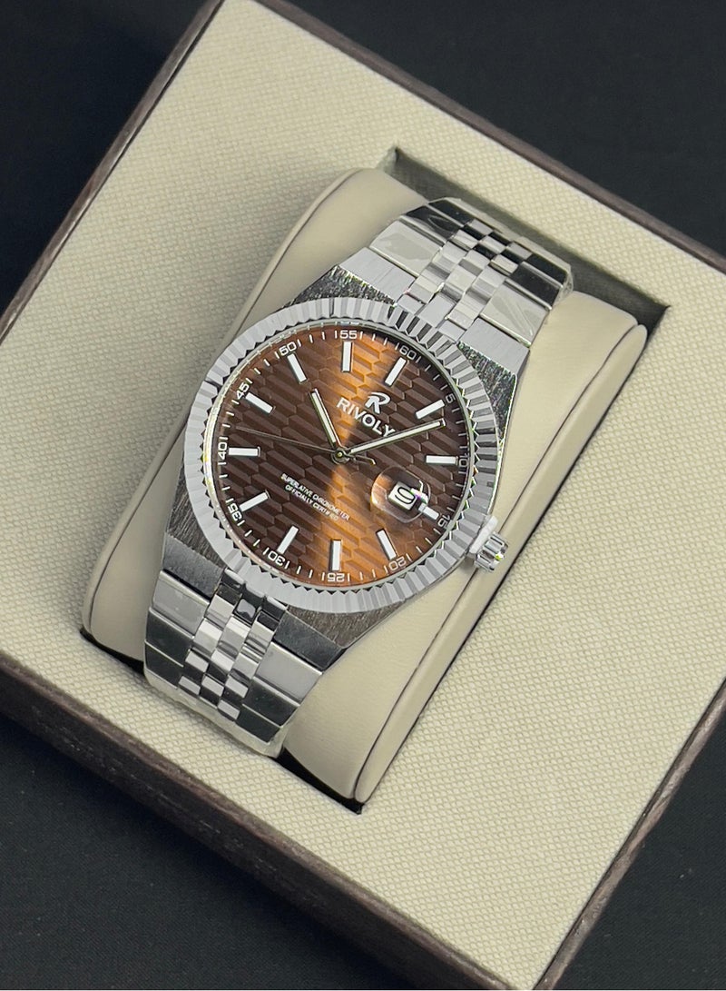 RR Modern Men's Watch With Date Stainless Steel