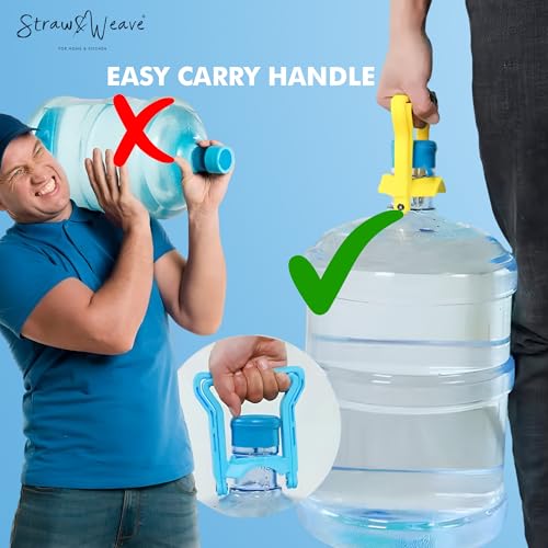 STRAW&WEAVE Automatic Water Dispenser Pump For 20 Litre Bottle With Handle For 20 L Jar | Heavy ABS Handle For Lifting 20L Bottles | Big Battery Water Pump | 1 Year Warranty On Pump & Handle, White - Image 2
