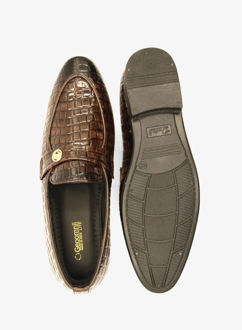 Geoomnii Brown Formal Slip-On Shoes for Men – Stylish & Comfortable Footwear for Office, Parties & Special Occasions for Men | Best Price UAE