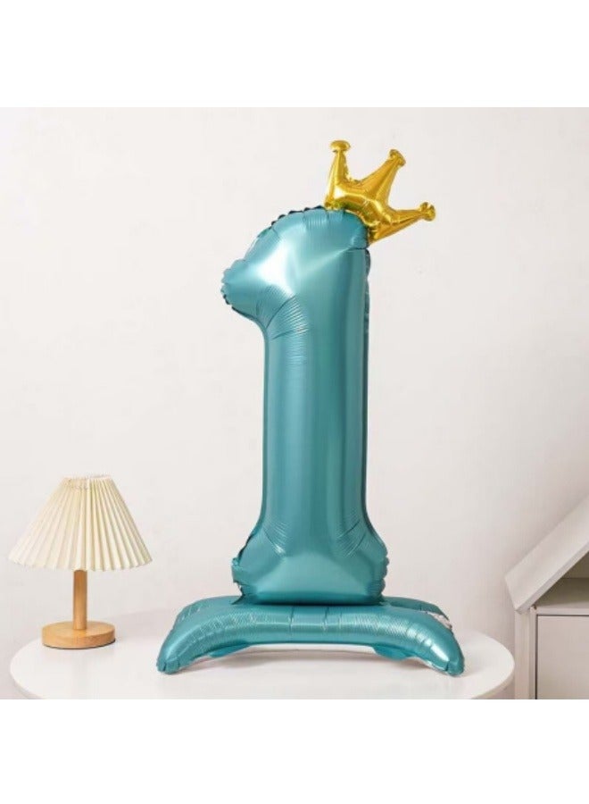Large No. 1 Balloon With Crown And Base Birthday Decoration Scene Arrangement