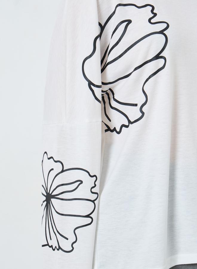 Styli White Graphic Floral Long Sleeve T-Shirt - Image 3