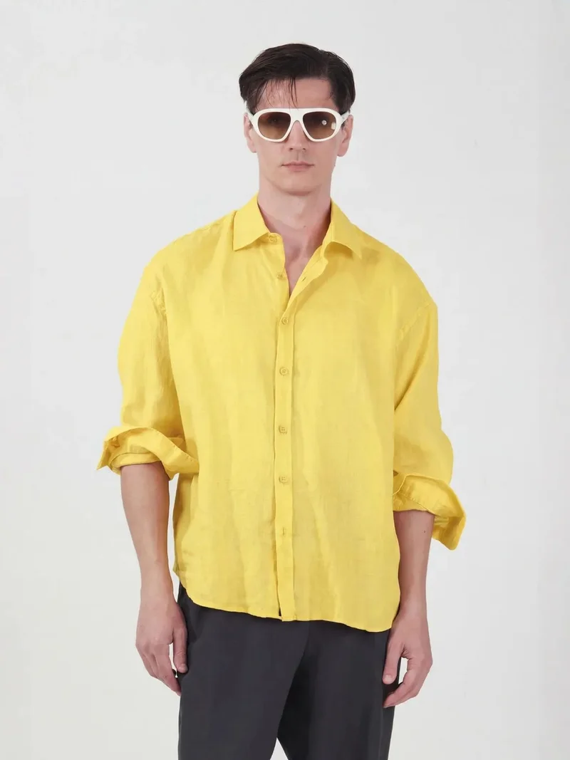 Giesto GIESTO Men's Oversized Linen Shirt