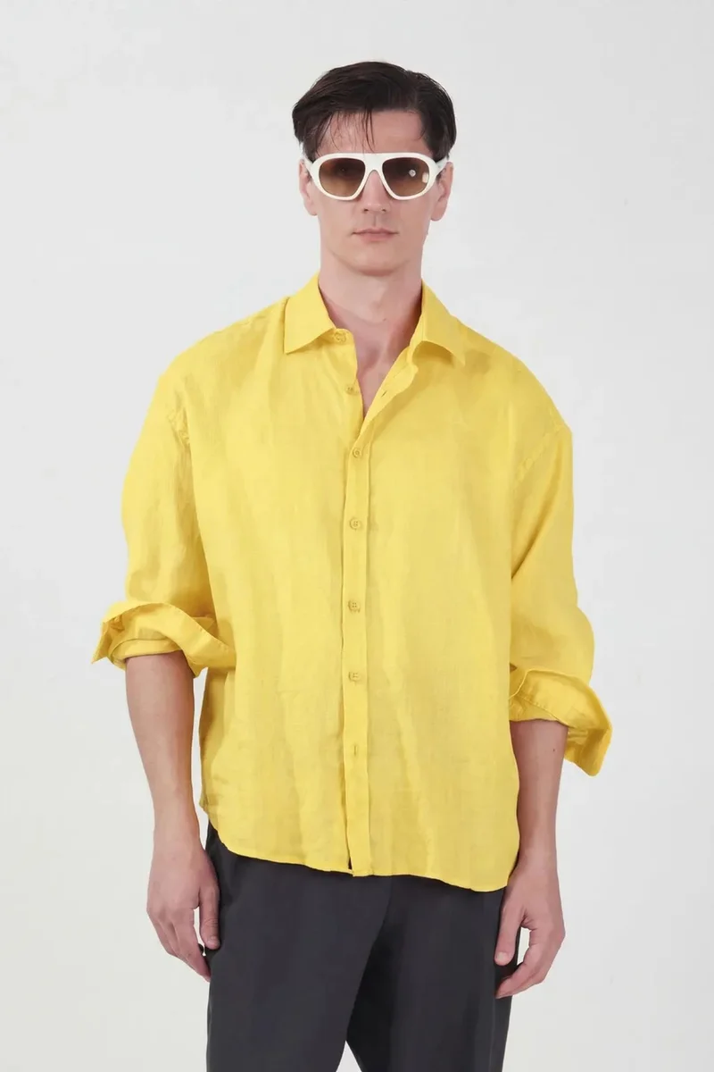 GIESTO Men's Oversized Linen Shirt