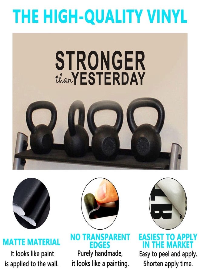 AnFigure Inspirational Wall Stickers, Quotes Wall Decals, (Easy to Apply), Vinyl Art Decor Motivational Gym Office Bedroom Positive Sports Poster Garage Home Word Sign Saying, Stronger Than Yesterday 35"X9.8" - Image 2