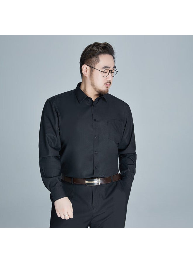 Ayoupang Ayoo Plus Size Long Sleeve Shirt For Men, Business Solid Color Formal Wear Professional Dress Shirt, Plus Size Commuter Workwear, Black, 7XL - Image 2