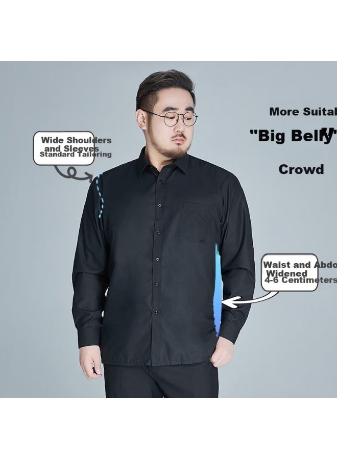 Ayoupang Ayoo Plus Size Long Sleeve Shirt For Men, Business Solid Color Formal Wear Professional Dress Shirt, Plus Size Commuter Workwear, Black, 7XL - Image 1
