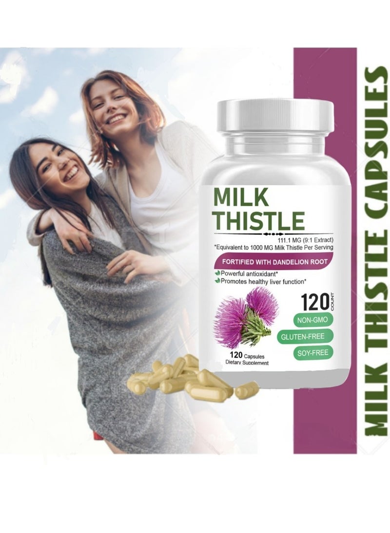 Milk Silymarin Milk Thistle Extract 1000mg 120 Veg Capsules - Image 2