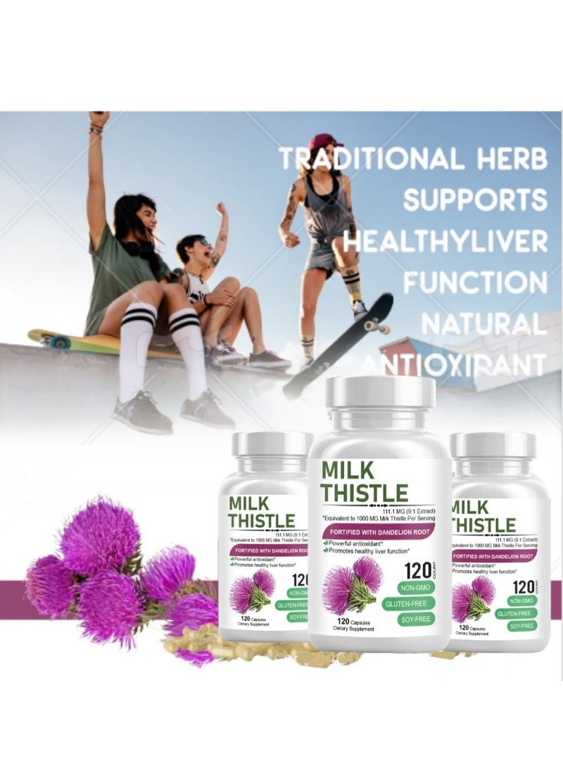 Milk Silymarin Milk Thistle Extract 1000mg 120 Veg Capsules - Image 3