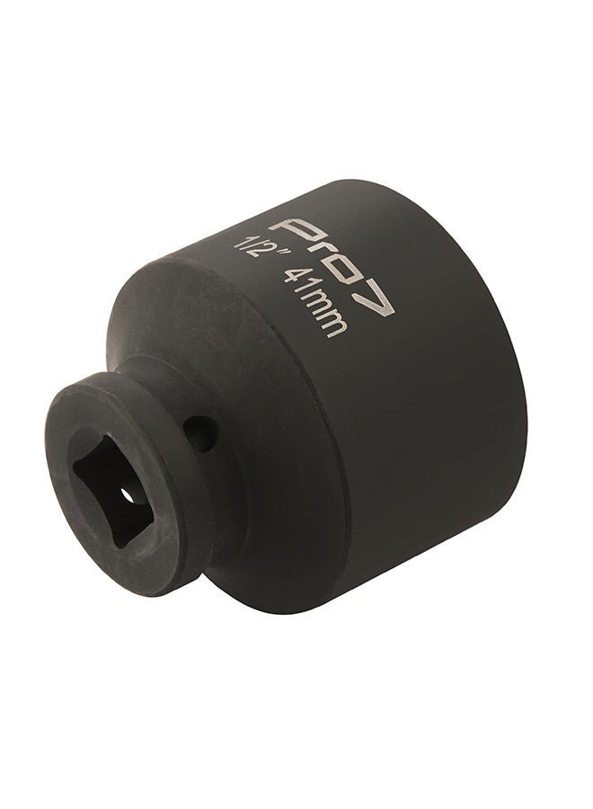 لوازم برو7 حبة بوكس قصير اسود 1/2 بوصة 41 ملم - سداسي - مصنوع من كروم موليبديوم (CR-MO) - مناسب للمساحات الضيقة ويستخدم مع مفتاح الريتش ومفاتيح العزم الكهربائية - مثالي لصواميل الجنط وأعمال الأكسل والتعليق - Image 2