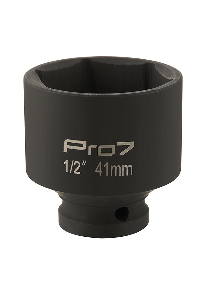 لوازم برو7 حبة بوكس قصير اسود 1/2 بوصة 41 ملم - سداسي - مصنوع من كروم موليبديوم (CR-MO) - مناسب للمساحات الضيقة ويستخدم مع مفتاح الريتش ومفاتيح العزم الكهربائية - مثالي لصواميل الجنط وأعمال الأكسل والتعليق - Image 3