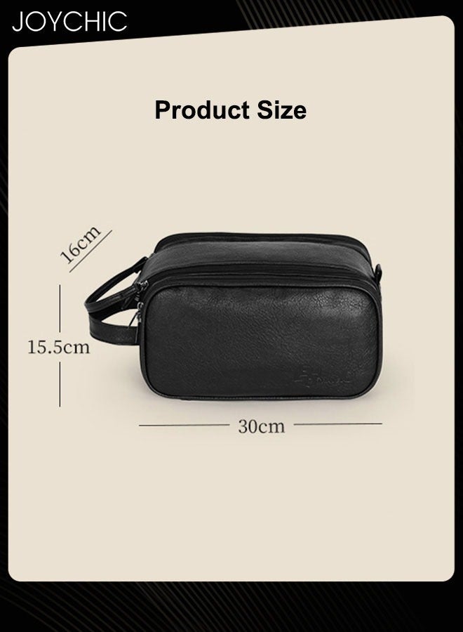 Joychic حقيبة مستحضرات تجميل متعددة الوظائف بتصميم فتح على شكل حرف Z بسحاب مزدوج، مقاومة للماء، بسعة كبيرة، محمولة للسفر، حقيبة تخزين أدوات التجميل مصنفة، سوداء - Image 5