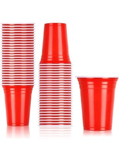 Festive Gallery Disposable Plastic Cups, RED Plastic Cups, 16oz/500ml Plastic Party Cups, Heavy-Duty Disposable Cups Bulk for Party, Wedding,25 Pack 