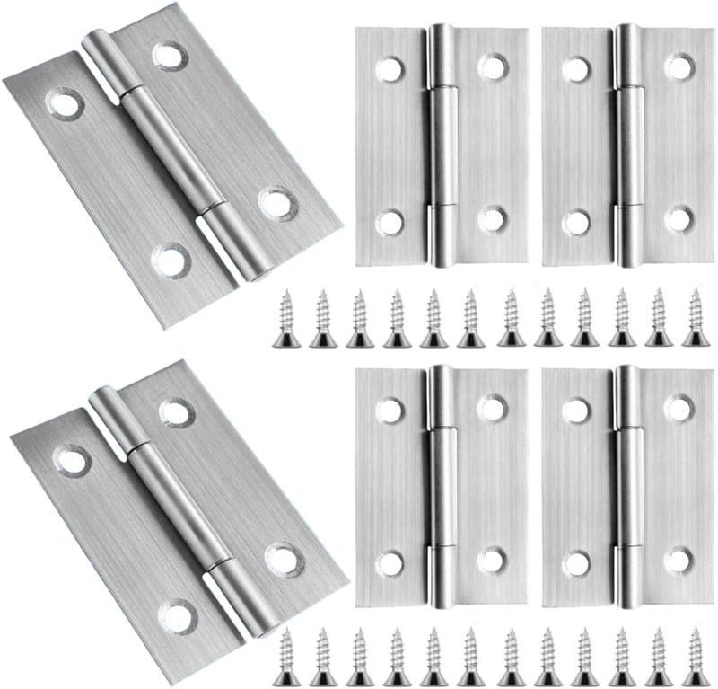 KimYaa 6 PCS 2 inches Door Hinge Cabinet Door Hinges Stainless Steel, Home Furniture Use, for Door, Window Case Lid, Wooden Box Chest, SS - Image 1