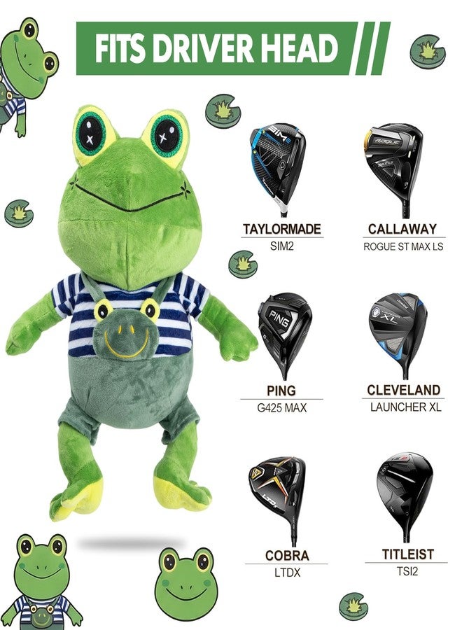 barudan golf Animal Style Golf Driver Headcover, Green Frog Golf Club Head Covers for 1 Wood 460cc, 450cc fits for All Brand Gifts for Golfer - Image 5