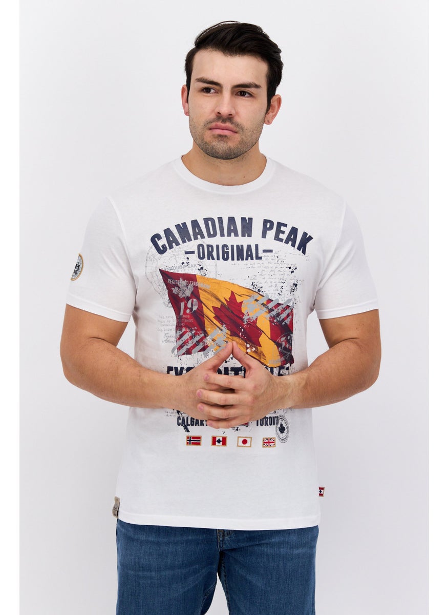 Canadian Peak - Men Crew Neck Short Sleeve Graphic Print T-Shirt, White Combo - Image 1