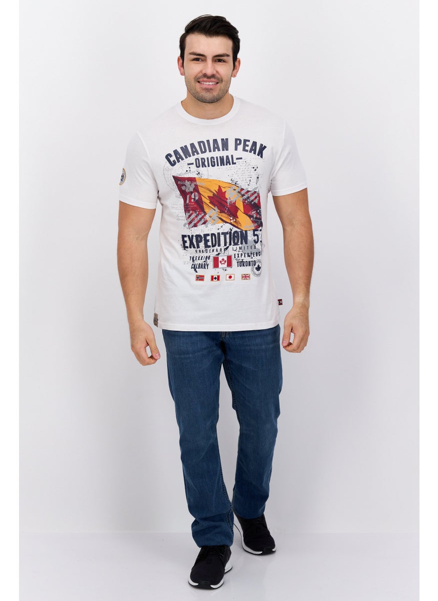 Canadian Peak - Men Crew Neck Short Sleeve Graphic Print T-Shirt, White Combo - Image 1