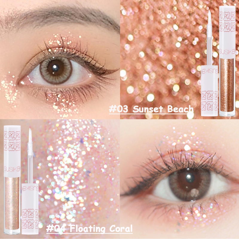 SUSIKEKI 6Pcs Liquid Glitter Eyeshadow Eyeliner, Korean Makeup, Bling Under Eye Shadow, Shimmer Eye Make Up Valentine's Gift Set,Long Lasting,Quick Drying & Pigmented Loose Glitter Glue for Crystals Makeup - Image 5