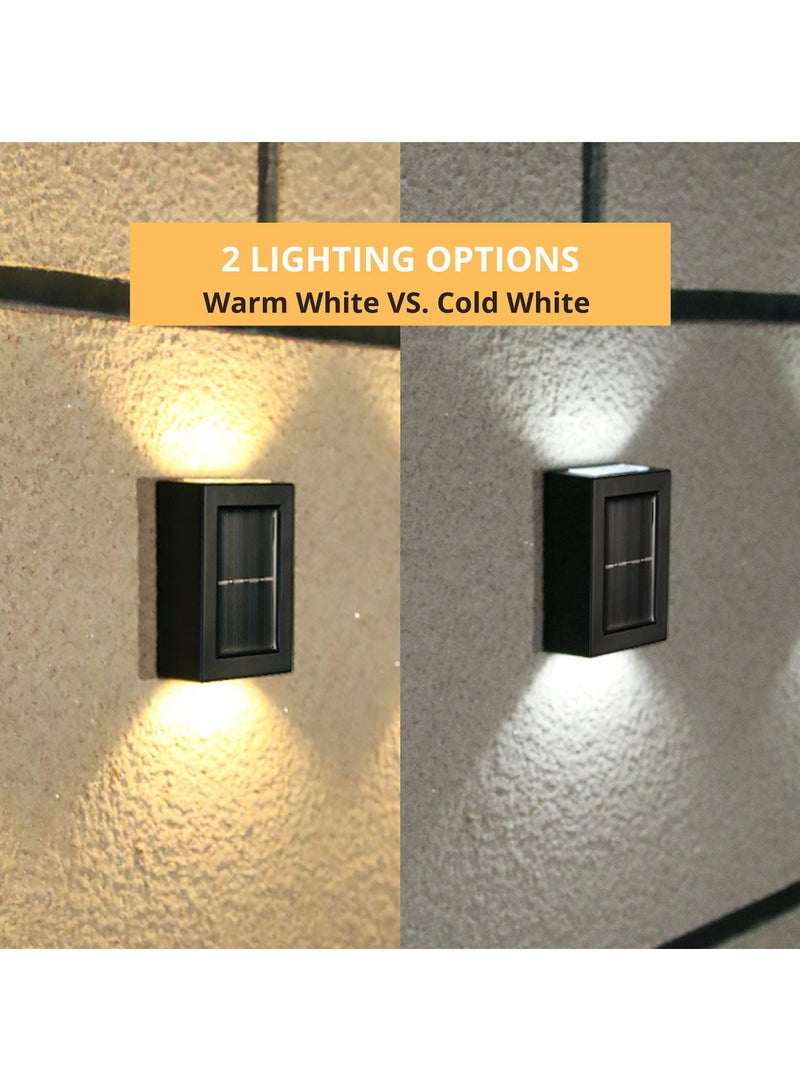 KASTWAVE Solar Wall Lights Small Fence Lights Solar Powered 2 Pack Led Porch Light, Exterior Light Fixture Lights Holiday Decor ( Warm White Lighting ) - Image 4