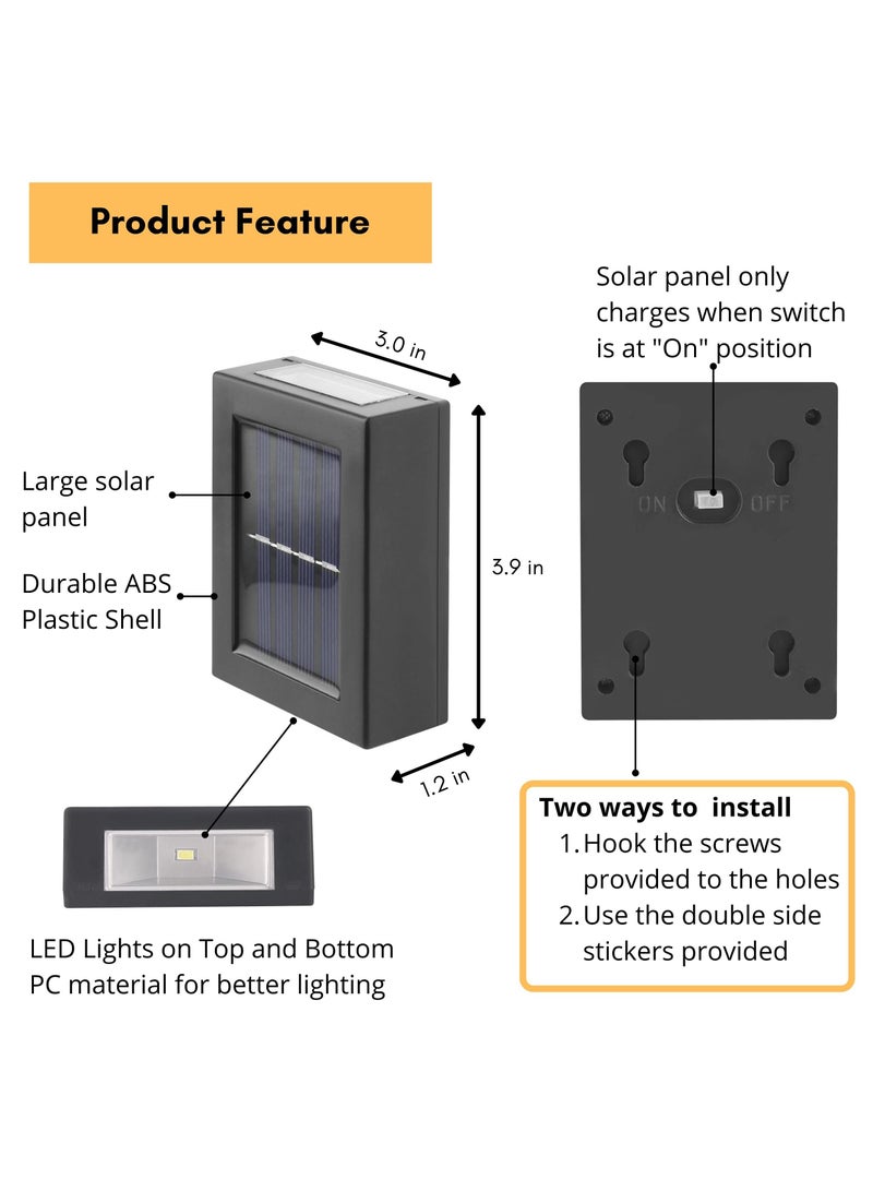 KASTWAVE Solar Wall Lights Small Fence Lights Solar Powered 2 Pack Led Porch Light, Exterior Light Fixture Lights Holiday Decor ( Warm White Lighting ) - Image 2