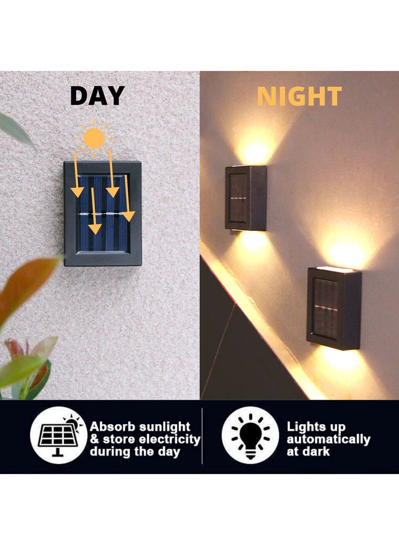 KASTWAVE Solar Wall Lights Small Fence Lights Solar Powered 2 Pack Led Porch Light, Exterior Light Fixture Lights Holiday Decor ( Warm White Lighting ) - Image 3