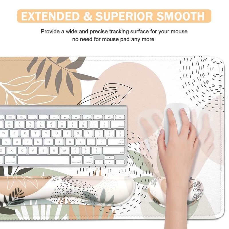 Yunoble Large Mouse Pad Set,Extended Gaming Mouse Pad + Keyboard Wrist Rest Support - Minimalist - Image 4