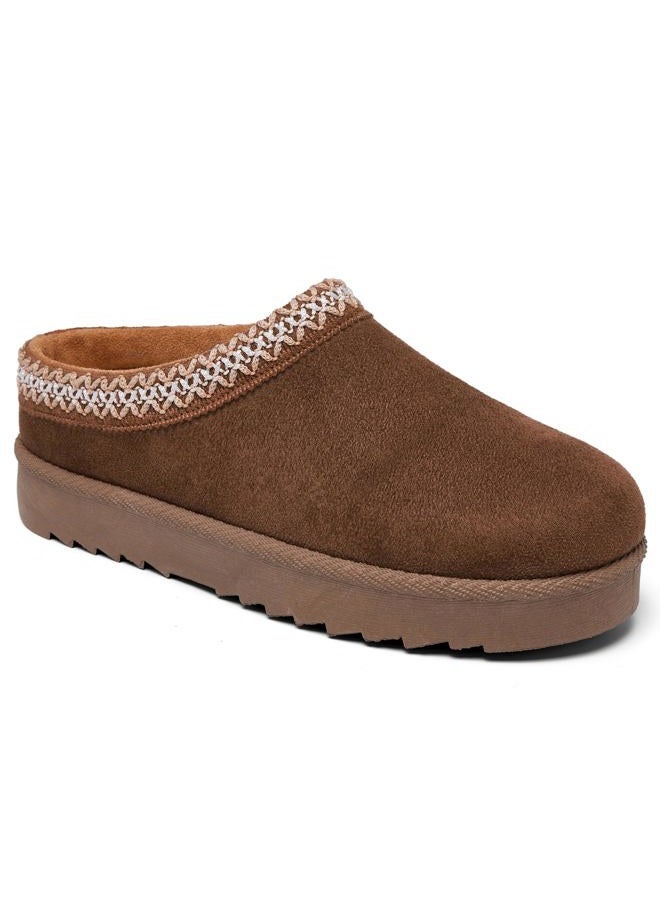 aeepd Women's Slippers Platform Mini Boots Anti-Slip Boot For Outdoor Short Ankle Boot Fur Fleece Lined Sneakers House slippers, Brown, 6.5 - Image 2