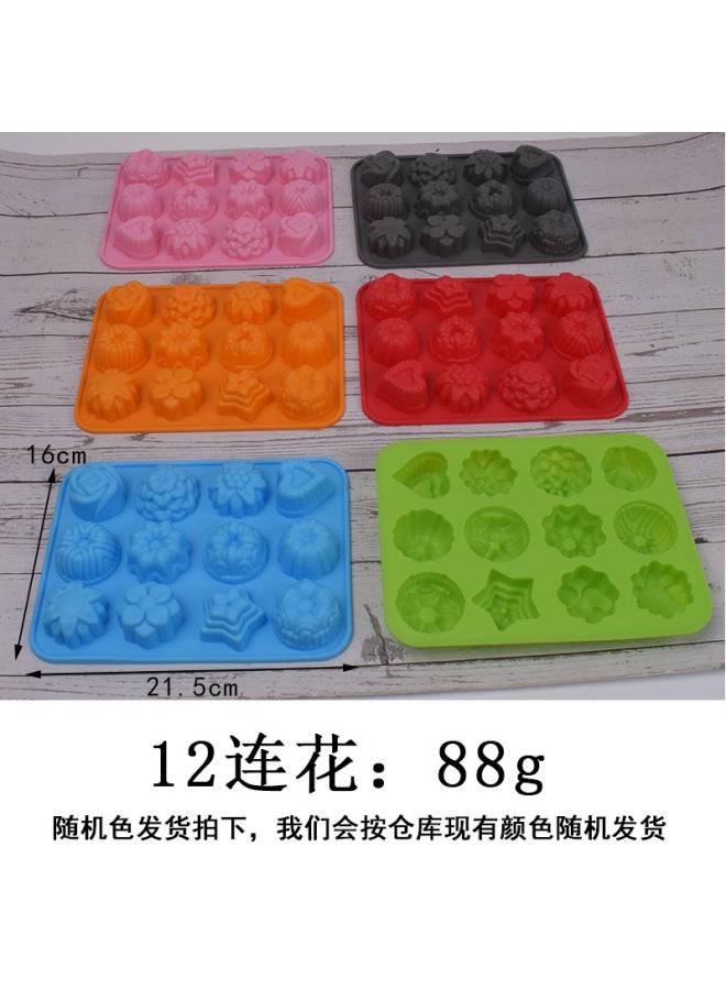 Thickened 6-piece 12-piece Flower And Grass Silicone Cake Baking Mold Bowl Cake Ice Cream White Jelly Soap Rice Ball Mold