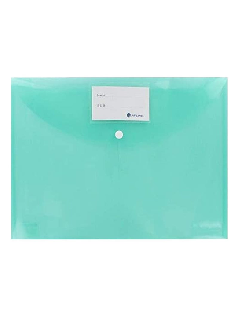 ATLAS Clear Document Bag Foolscap Size Green  - Image 1
