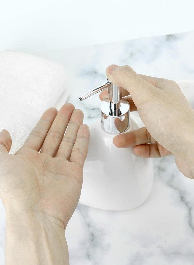 QWORK Elegant White Ceramic Bathroom Accessory Set - Modern Teardrop-Shaped 4-Piece Ensemble - Includes Soap Dispenser, Tumbler, Toothbrush Holder, and Soap Dish for Stylish Home Decor - Image 4