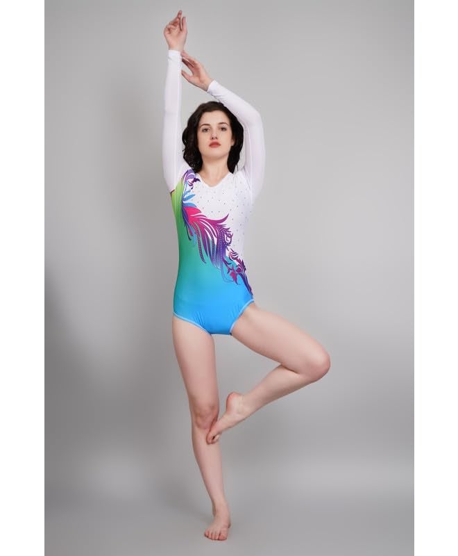 Sports Swades Girls & Women White Leotard with Purple Accents – Stretchable Nylon Lycra Bodysuit for Gymnastics, Yoga, Ballet, Dance, Skating, Mallakhamb, Acro & Rope Mallakhamb - Image 5
