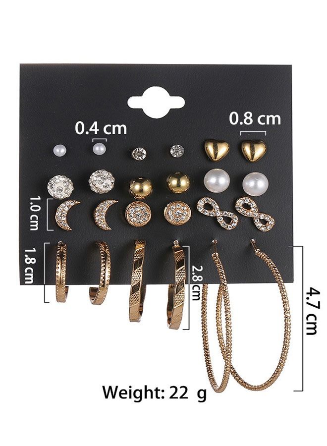 Ant 12 Pairs Hypoallergenic Fashion Stud Earrings Set for Women ,Large Ear Ring&Moon Ear Piercing, Multi-StylesEarring Jewelry (Gold)  - Image 2