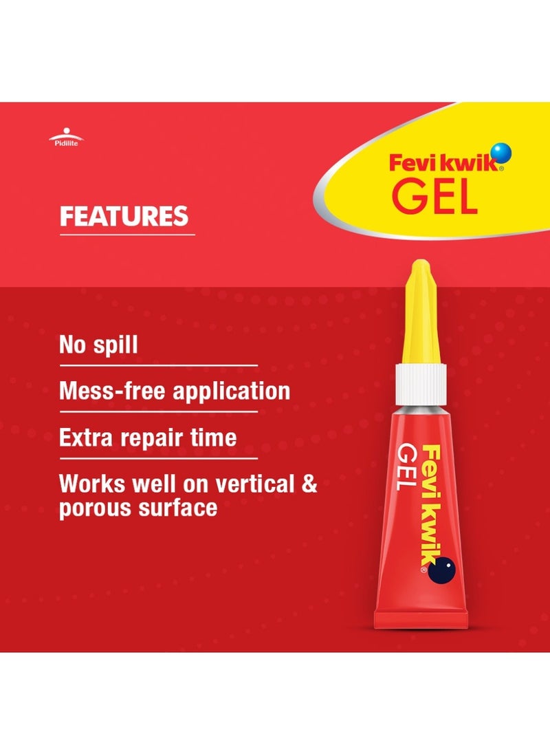 Pidilite - Fevikwik Gel | Instant glue for repair | No spillage | Clear non drip formula | Extra repair time | Easy to use - Image 1