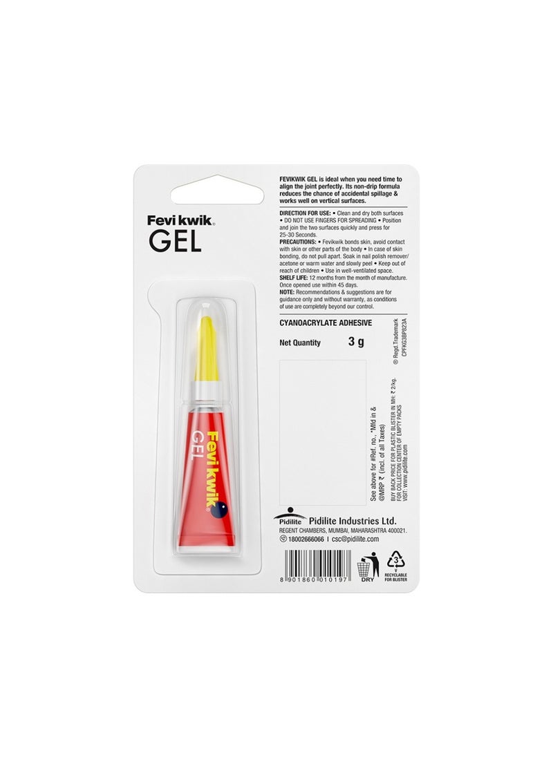 Pidilite - Fevikwik Gel | Instant glue for repair | No spillage | Clear non drip formula | Extra repair time | Easy to use - Image 1