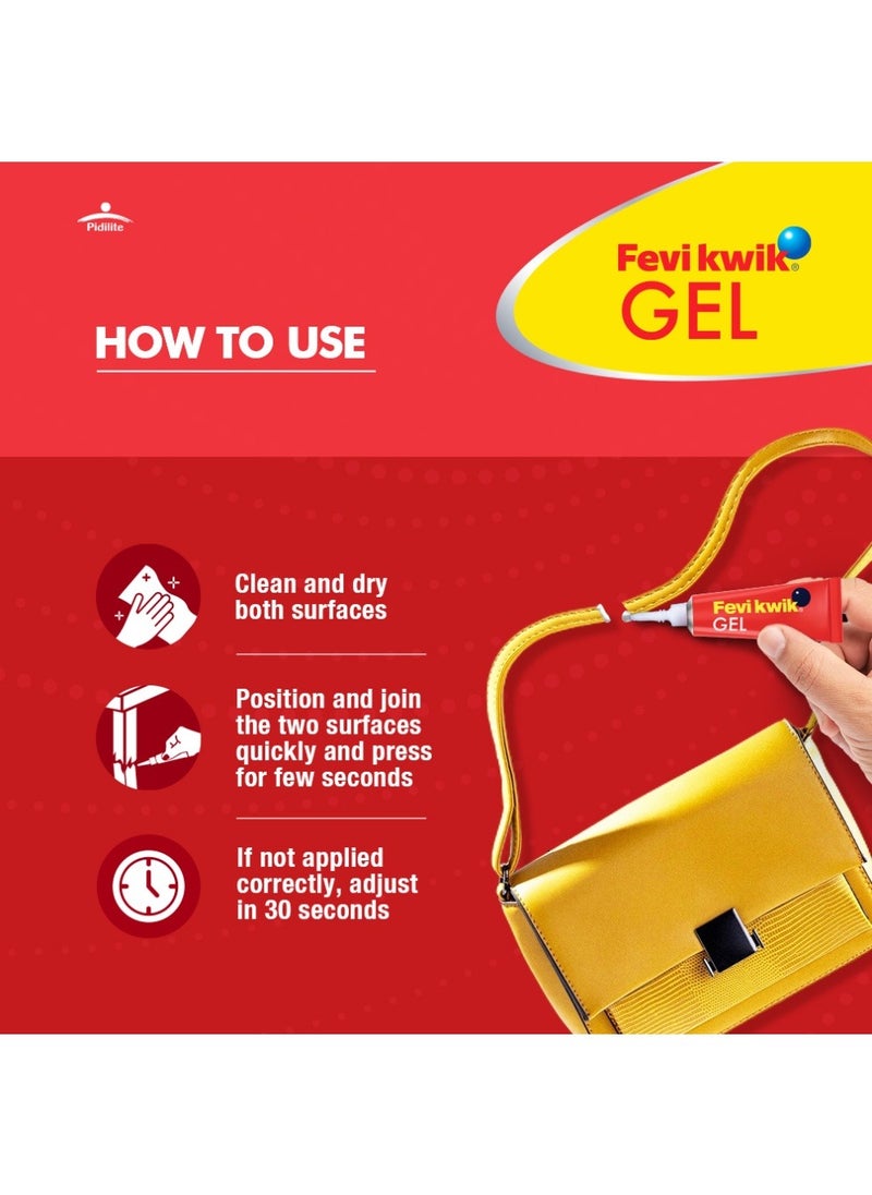 Pidilite - Fevikwik Gel | Instant glue for repair | No spillage | Clear non drip formula | Extra repair time | Easy to use - Image 1