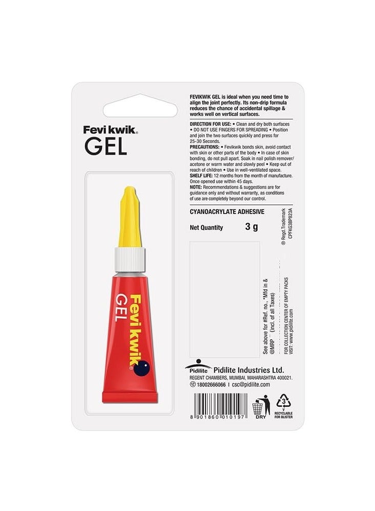 Fevikwik Gel | Instant glue for repair | No spillage | Clear non drip formula | Extra repair time | Easy to use