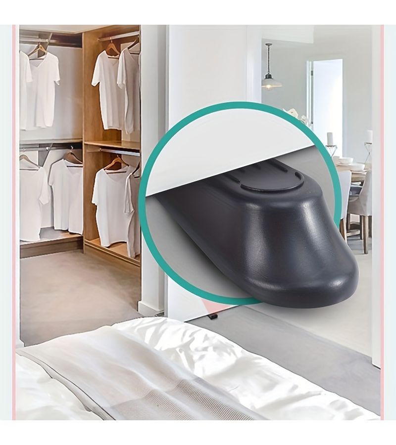 Black Flexible Rubber Door Wedges 4 Pack Non Slip Sturdy Stops for Floors - Image 2