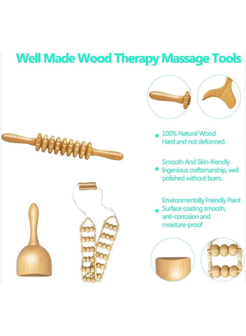 4 Pcs Wood Therapy Massage Tools For Body Shaping Lymphatic Drainage Massager Wooden Massage Roller Anti Cellulite Massager Body Sculpting Tools Set - Image 2