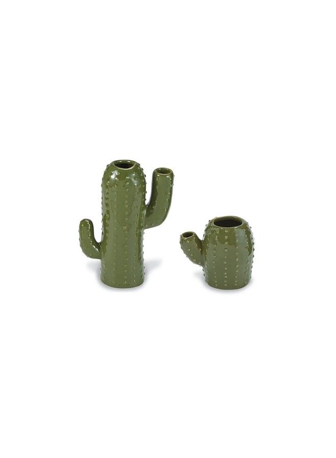 mud pie Small Cactus Ceramic Vase Green - Image 3