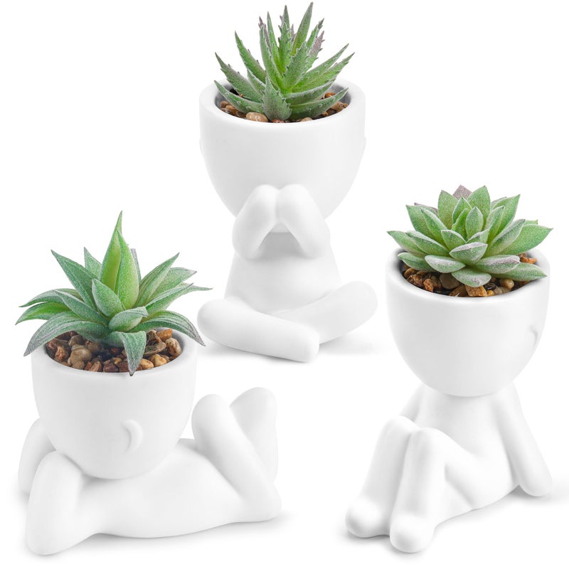 Der Rose 3pcs Fake Succulents Plants Artificial for Bathroom Bedroom Home Room Decor Aesthetic Indoor