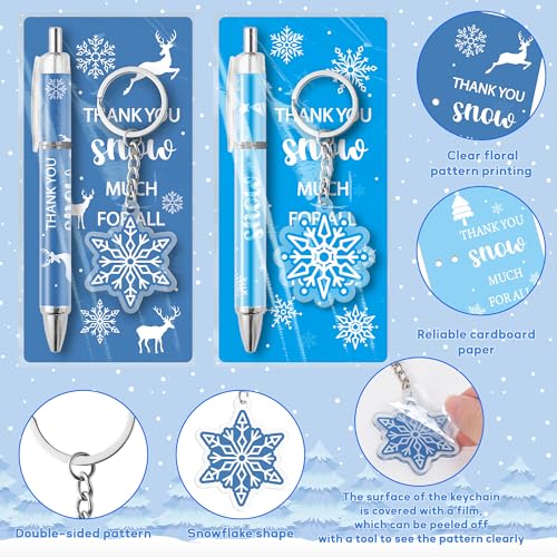 ANGOLIO Winter Snowflake Gifts Bulk 230Pcs Winter Snowflake Bookmarks Ballpoint Pens Keychains Employee Christmas Appreciation Gifts, Classroom Office Home Party Supplies Thank You Gift for Kid Adult - Image 3